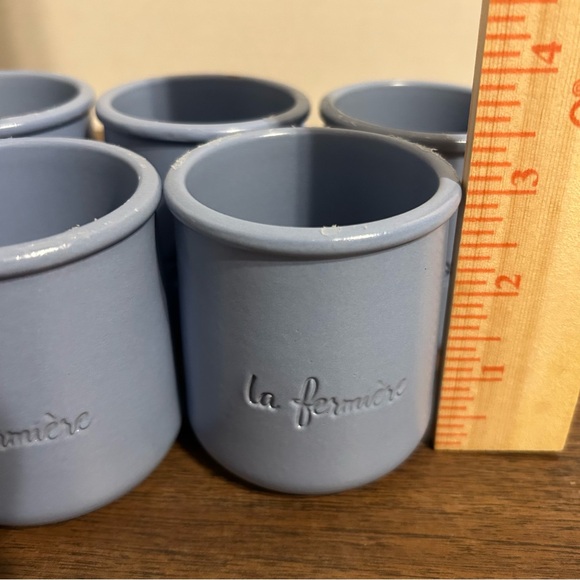 LOT OF 5 La Fermiere PERIWINKLE BLUE Cermer Glazed Terra Cotta Yogurt Pots - Picture 6 of 7